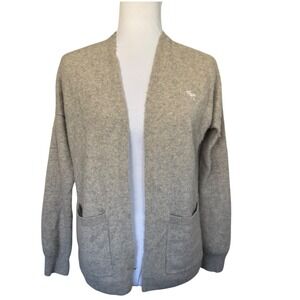 Abercrombie & Fitch Cashmere Open Front Cardigan Sweater Light Gray Luxury Sz S